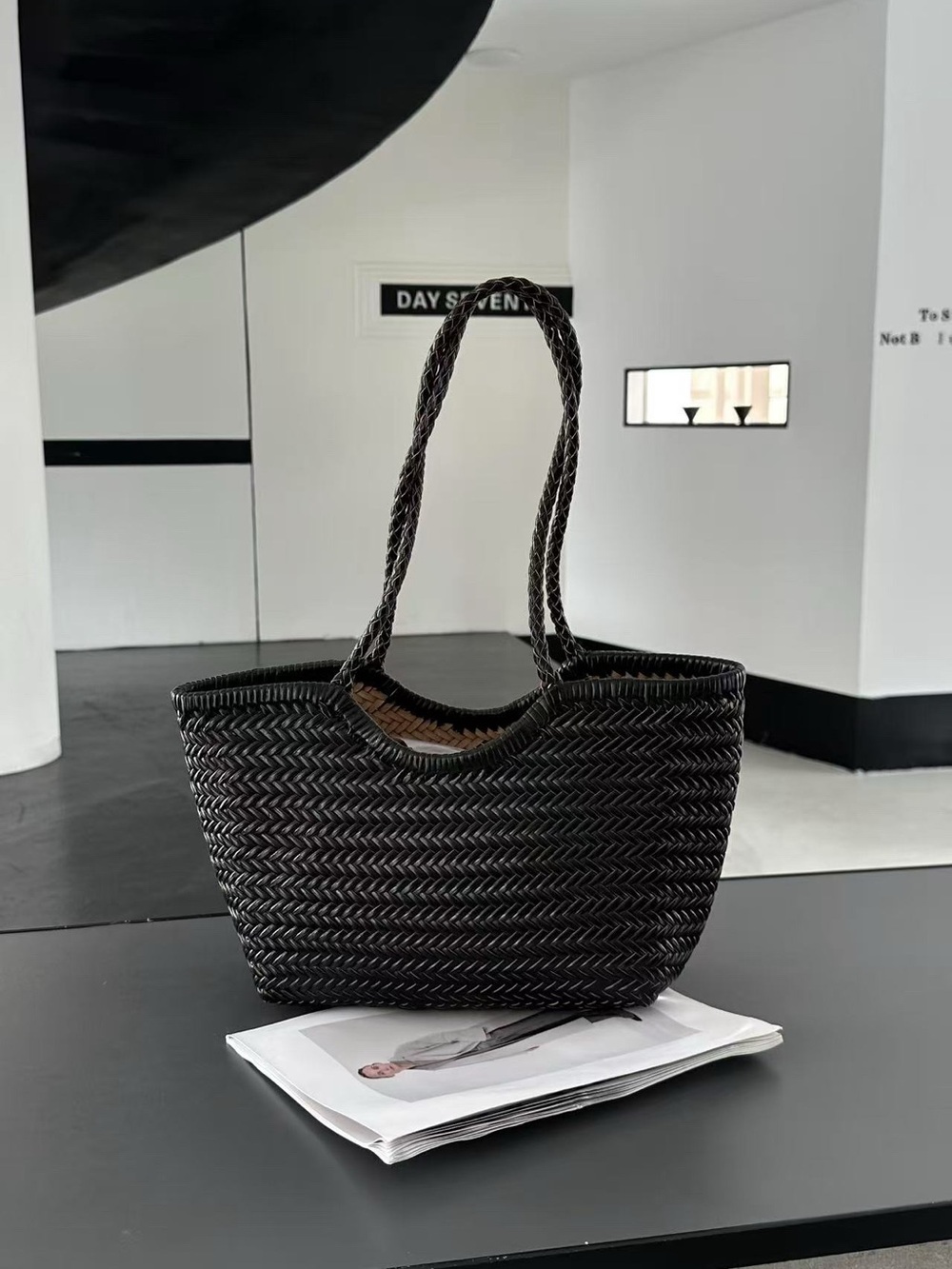 Dragon Diffusion Black Woven Crossbody Tote